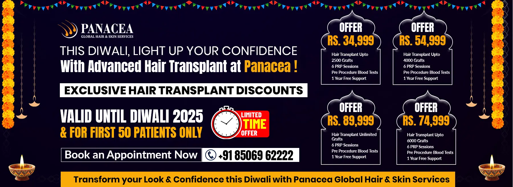 Diwali 2025 Special Offer on Panacea Global Hair & Skin Services